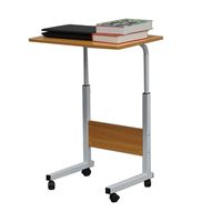 MallMall Height Adjustable Rolling Desk Lap Table Portable Laptop Laptop Computer Stand Desk Cart Tray Side Table for Bed Sofa Hospital Nursing Reading Eating (with Baffle Wood 23.62" Wood)