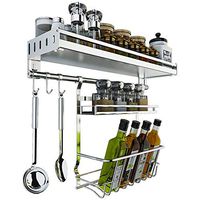 Multi-Functional Wall-Mounted Stainless Steel Seasoning Storage Rack, Rust-Proof, Corrosion-Resistant, Easy to Clean, Save Space, Suitable for Restaurant