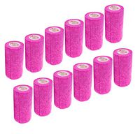 4 Inch Self Adhesive Medical Bandage Wrap Tape (Fuchsia) (12 Pack) Strong Elastic Self Adherent Cohesive First Aid Sport Flex Rolls for Wrist Ankle Knee Sprains and Swelling