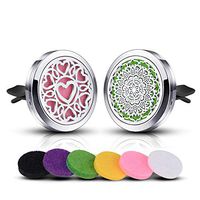NFUSEU 2PCS Car Diffuser Vent Clip Essential Oil Air Freshener Aromatherapy Mandala Lotus Flower Love Heart Stainless Steel Locket