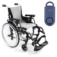 Karman S-Ergo 305 Ultra Lightweight Ergonomic Wheelchair | Adjustable Seat Height | Seat Size 18" X 17" | Frame Color Pearl Silver & Free 130 dB Matte Blue Personal Safety Alarm/Siren!