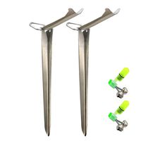 ZEMIO Stainless Steel Pole Ground Support Fishing Rod Holder w/Bite Bell Light 2 Pack