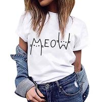 Meikosks Ladies Cute Graphic Print T Shirt Summer Short Sleeve Tops Basic Blouse Black