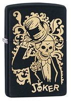 Zippo Joker Laser Engraved Bronze Design Black Matte Lighter