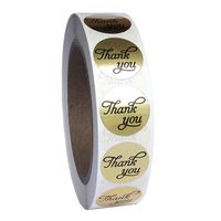 MOOSUNGEEK Sticker Thank You Roll Decoration Portable Round Foil Label Adhesive Craft Hand Made Mini DIY Wedding Party(Gold)