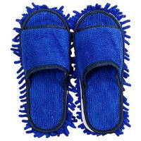 Ozzptuu Simple Comfortable Open Toe Dust Mop Slippers Floor Cleaning Tool Microfiber Detachable Washable Cleaning Slipper for Women Men (Blue, Women 7-10/Men5-8)