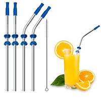 Stainless Steel Straws FDA-Approved 8.5'' Drinking Metal Straws Silicone Silencers and Comfort Tips Cover