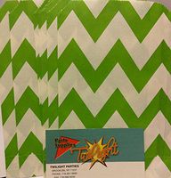 Chevron Stripe, Lime Green, Food Treat & Favor Paper Bags 12 Pk 5X7 - Twilight Parties