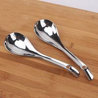 2pcs 9x2.6inch Large Stainless steel soup spoon Chinese traditional style Porridge Spoon Dinner Rice Spoon Tableware Cutlery