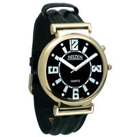 Reizen Low Vision Watch- Black Dial w-Leather Band