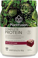 PlantFusion Complete Plant Based Pea Protein Powder, Non-GMO, Vegan, Dairy Free, Gluten Free, Soy Free, Allergy Free w/Digestive Enzymes, Dietary Supplement, Red Velvet, (15 Servings) 1 Pound