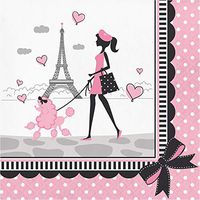 Club Pack of 192 Black and Pink Party In Paris Luncheon Napkins 6.5”