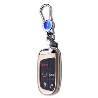 MODIPIM Keyless Entry Remote Case Key Fob Cover ABS Key Holder Shell With Key Chain For Jeep Renegade Compass Grand Cherokee Dodge Journey 2/3/4/5 Button Color Gold