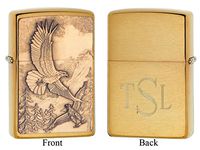 Personalized Zippo Where Eagles Dare Emblem Brushed Brass Lighter with Free Roman Monogram
