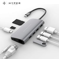 HyperDrive USB-C Hub Adapter for iPad Pro, MacBook Pro/Air, Power 9-in-1 USBC Hub Dongle with 4K HDMI, USB-C PD, Gigabit Ethernet, Audio Jack, 3X USB 3.0, Micro/SD Card Slots (Space Gray)
