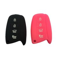 2Pcs New Peachblow Black Silicone 4 Buttons Protective Smart Remote Key Fob Skin Cover Bag Holder for HYUNDAI ix45 Santa Fe