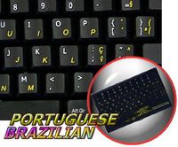 PORTUGUESE BRAZILIAN - ENGLISH NON-TRANSPARENT KEYBOARD STICKER BLACK BACKGROUND