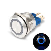 MGI SpeedWare Momentary Push Button Switch 12V with Socket, 22mm (7/8"), Ring LED (Blue)