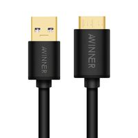 Awinner Micro USB 3.0 Data Cable for Galaxy S5 and Note 3 N9000, Super Speed USB 3.0 A Male to Micro B Male Adapter Cable Charging and Data Sync Cord for Android Smartphones and Tablets (2M-Round)