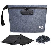 W J Zone Smell Proof Bag with Lock, Stash Storage Pouch & Case, Carbon Lined Divider Pockets to Eliminate Stink, Stores Herbs, Spices, Smelly Accessories, Waterproof with Hand Strap