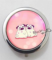 BlackKey Pug Dog 3-Compartment Decorative Pocket Gift Box Case Organizer for Pill, Color 1 -2328
