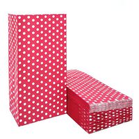 Red Polka Dot Paper Bags Lunch Mini Paper Gift Bags for Party Favors Supplies by ADIDO EVA (3.5 x 2.3 x 7 in 50 PCS)