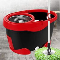 Purple Rotary Mop, Double Drive Hand Pressure Free Hand Wash Desperate Wet Dual Duty, Strengthen Rod + Stainless Steel Plate + Metal Basket HJ (Color : Black-4One, Size : 45cm × 28cm × 32cm)