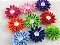 16 Pcs Ribbon Lotus W/Stone Wedding Sewing Appliques Decorations Crafts U Pick (Mix)