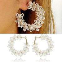 1set 55 CM Womens Earrings Geometric White Korean Syle Lace Flower Popular Hoop Fine Fashion Stylish Design Cheap Pretty Bangle Brides Charms Woman Styling