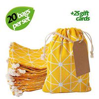 Erimova - 20x Small Gift Bags + Bonus 25 Gift Tags & String, 8" x 6" Goody Bags with Drawstring, Burlap Sack for Birthdays Events Makeup Jewelry Samples, Reusable Bags, Gift Bags Bulk. 3rd Ed.