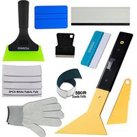 FOSHIO Window Tint Film Installing Tool Set, 10 in 1 Include Long Reach Rubber Handle Foot Squeegee, Felt Squeegee, Rubber Edge PVC Black Squeegee, Mini Razor Scraper, Gloves and Suede Felt