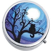 Cat Tree Moon Medicine Vitamin Compact Pill Box