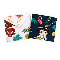 Rebecca 2 PCS Cartoon Print Sanitary Napkins Bag Organizer Pouch Holder Bag (Blue White)