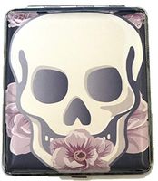 Eclipse Candy Skull Flower Mouth Crushproof Leatherette Cigarette Case Wallet, Holds 20 King Size Cigarettes