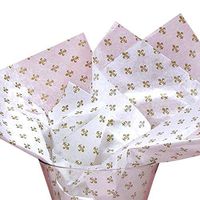 White & Gold Fleur DE LIS Floral Tissue Paper for Gift Wrapping 20"x30" Sheets (10)