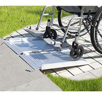 2' Aluminum Fold Portable Wheelchair Ramp Mobility Handicap Suitcase Threshold