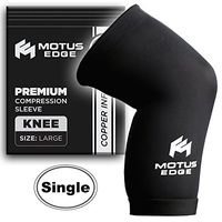Motus Edge Copper Infused Knee Compression Sleeve for Running, Sports, Crossfit, Pain Relief, Rehab (1-Pack - Large)