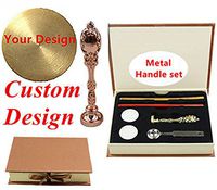 MNYR Custom Picture Logo Monogram Luxury Rose Gold Metal Peacock Wedding Invitations Gift Cards Paper Stationary Envelope Seals Wax Seal Sealing Stamp Glue Gun Wax Sticks Spoon Stamp Gift Box Kit Set