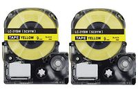 2-Pack Compatible LC-3YBN9（LK-3YBN9) Label Tape for Labelworks Label Tape Cartridge LW-400 LW-600P,9MM(0.35 inch) X26.2ft,Black on Yellow