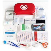 First Aid Kit - 43 Pieces Emergency Bag, Includes Alcohol Prep Pad, Ice(Cold) Pack, Emergency Blanket, Scissors for Travel, Home, Office, Car, Workplace, Red