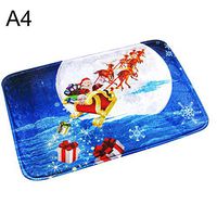 Super1798 Christmas Sled Santa Claus Anti-slip Doormat Living Room Floor Mat Carpet Decor - A4-A4