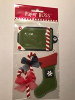 Paper Bliss 3-D Gift Tag and Adhesive Accents Candy Cane Stocking Theme