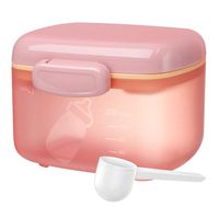 Zooawa Baby Formula Dispenser, Portable Travel Milk Powder Formula Container Candy Fruit Snack Storage Container with Scoop and Leveller, On-The-Go, BPA Free, Transparent - Pink