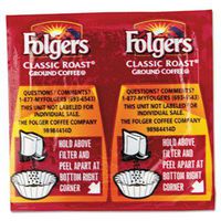 Folgers Coffee, Classic Roast Regular, 9/10oz Vacket Pack, 42/Carton