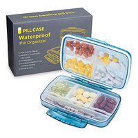 Betife Waterproof Pill Organizer Moisture Proof Large Pill Dispenser Travel Supplement Holder Portable Vitamin Sorter 8 Compartment Airtight Pill Case Vitamin Container Daily Medicine