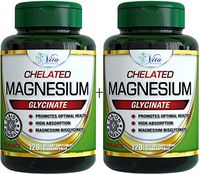 Magnesium Glycinate 200mg Vegan Capsules: Ultra Bioavailable Best Chelated Magnesium Supplement - Albion TRAACS Non-GMO Buffered Chelate Supplements (2 Pack)