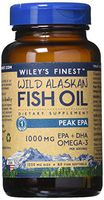 Wiley’s Finest Peak EPA 1000mg EPA + DHA Omega-3 Per Softgel - High Potency Wild Alaskan Fish Oil IFOS Certified Fish Gelatin Capsules 60 Count