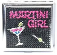 Metal Martini Girl Rhinestone Cigarette Case, Fit King Size, 3102PARTYMG