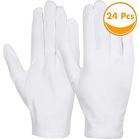 White Cotton Gloves, Anezus 12 Pairs Cotton Gloves Large Cloth Gloves for Women Dry Hands Eczema Moisturizing Serving Archival Cleaning Coin Jewelry Silver Costume Inspection