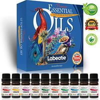 Labeatie Essential Oils Gift Set Top 10 Therapeutic Grade Natural & Pure Essential Oil Kit 10ML Bottles For Aromatherapy Diffuser Humidifier Massage Skin & Hair Care - Tea Tree Lavender Lemon & Etc